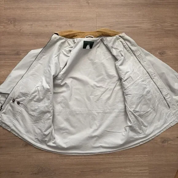Vintage Orvis Cotton Field Jacket Mens L Tan Corduroy Collar Hunting Coat